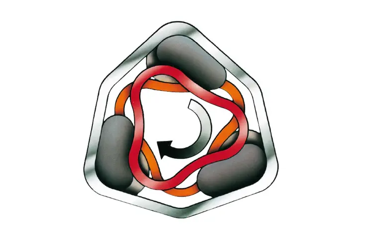 Hatszögletű felfüggesztés gumi görgőkkel