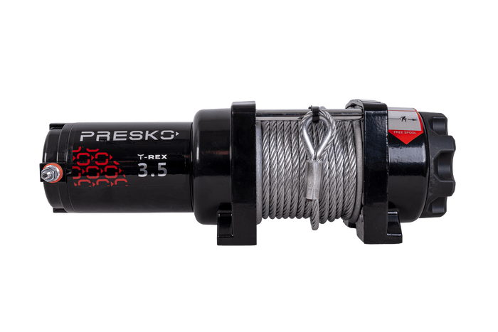 Elektromos csörlő PRESKO T-REX 3.5 12V 1590kg-os utánfutóhoz 12m acélkábellel