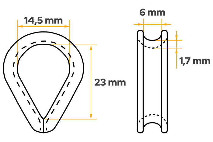 DROMET KU.5 kötélhüvely, acél kagyló, 5mm