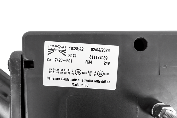 ASPÖCK EUROPOINT III LED bajonettzáras hátsó lámpa, 7 tűs, ASS2, kürttel, 7 funkcióval, jobb oldali