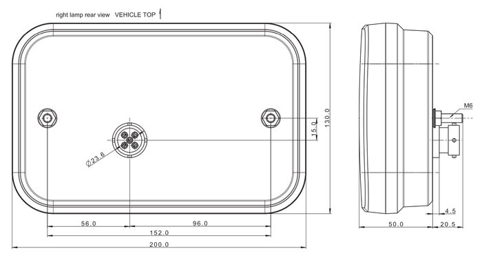 FRISTOM FT-270 LED CANBUS hátsó lámpa 6 funkciós jobb oldali