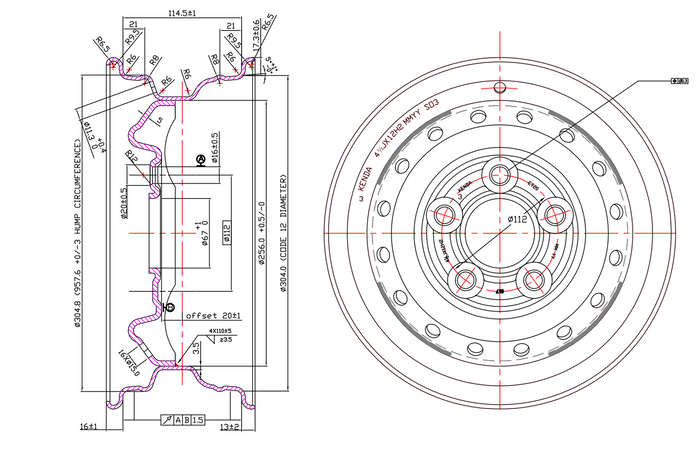 Megerősített pótkocsi kerék KENDA GUMIABRONCS 155/70 R12C 104/102N KENDA FELNI 4.5Jx12"H2 5x112 ET:20