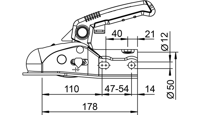AL-KO AK161 gömbfejes vonóhorog 1600 kg-os utánfutóhoz, 50 mm-es csővonórúddal