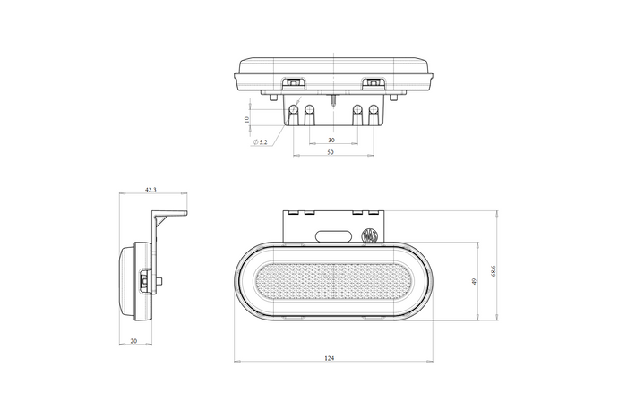 WAŚ W198 1420 LED-es helyzetjelző lámpa univerzális tartóval