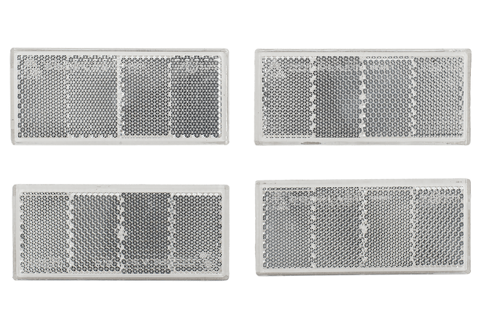 Téglalap alakú, fehér, öntapadós reflektorok UNITRAILER 90x40mm SET 4x reflektor
