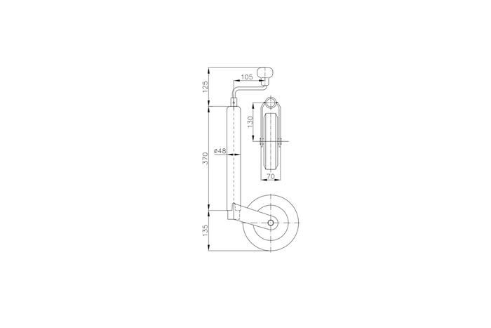 Szorítókerék szorítóval WINTERHOFF ST48-200V+KLE48 150kg 48mm 505-725mm