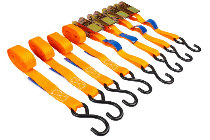 Négy darabos UNITRAILER 4m/25mm/0.68t szállítószalag-készlet feszítővel, bőröndben