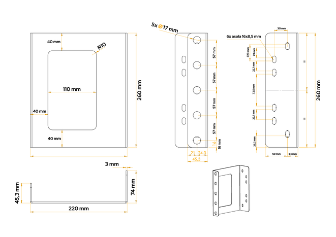Rögzítőkonzolok a DAKEN 88501 ADAMANT / REGON / STRIKE tűzoltó készülék dobozához