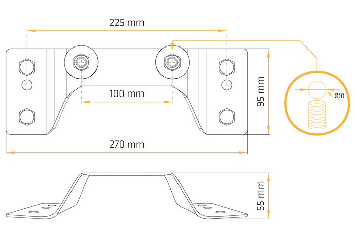 Konzol a KIPP UNITRAILER GARDEN TRAILER pótkocsi pótkerekének rögzítéséhez