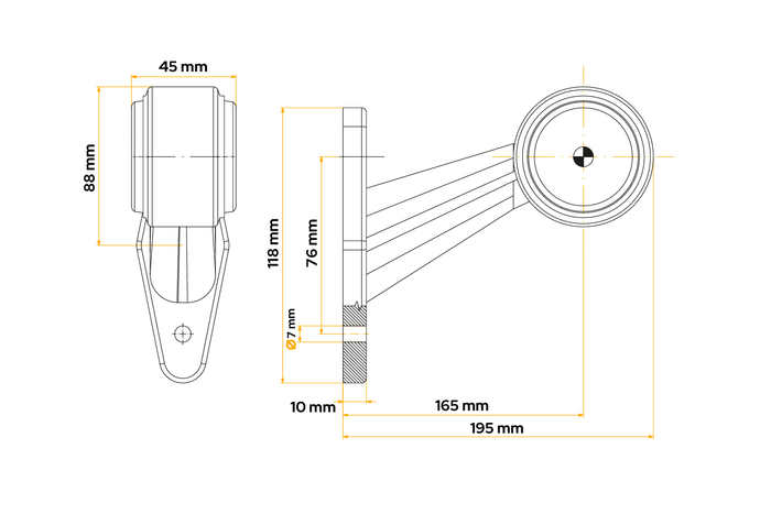 FRISTOM FT-009E LED univerzális helyzetjelző lámpa gumikaron