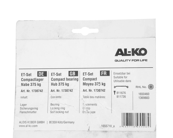AL-KO csapágy fékezetlen tengelyhez 750 kg Optima 30 mm