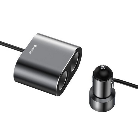 BASEUS Nagy Hatékonyságú Autós Töltő 2x USB + 2x Szivargyújtó Aljzat 80W