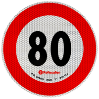 Fényvisszaverő matrica LÁMPA sebességkorlátozás 80 km/h B-33 tábla