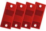 Téglalap alakú piros reflektorok lyukakkal DOBPLAST 90x40mm SET 4x reflektor
