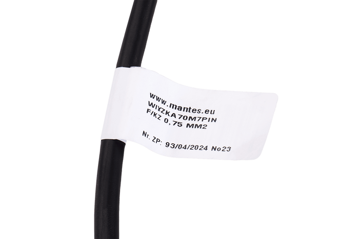 MANTES elektromos szerelési kábelköteg 7m-es pótkocsihoz, 7 tűs dugó, 6,3-as csatlakozókkal