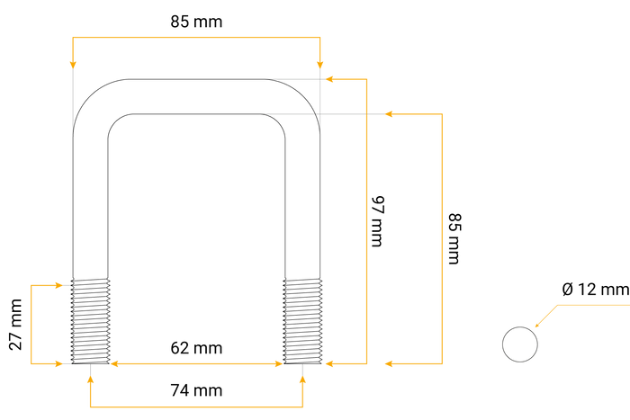 DROMET négyzet alakú szorító C típus M12 85/62/85