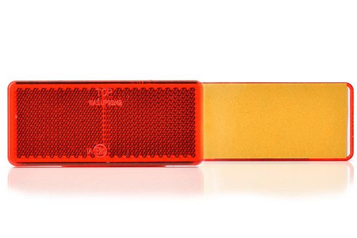 Téglalap alakú öntapadós reflektor RED WAŚ 96x42mm fényvisszaverő