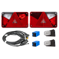 Lámpakészlet: ASPÖCK MULTIPOINT V hátsó lámpák + ASPÖCK FLEXIPOINT I oldalsó helyzetjelző lámpák + ASPÖCK 4,5 m-es 7 tűs kábelköteg