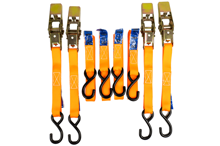 Négy darabos UNITRAILER 4m/25mm/0.68t szállítószalag-készlet feszítővel, bőröndben