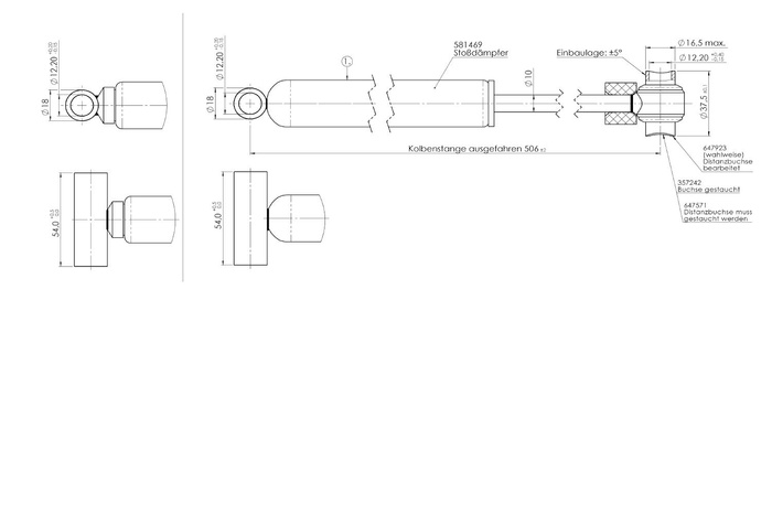 Lengéscsillapító ráfutószerkezethez / fékhez AL-KO 251S (új típus) 2700 kg-os pótkocsihoz