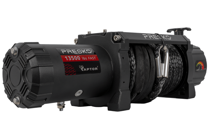 Elektromos csörlő PRESKO RAPTOR 13.5FS 12V 6130kg-os utánfutóhoz 24m kötéllel