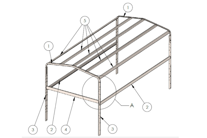 H-1100 keret ponyvás utánfutó takaróhoz UNITRAILER GARDEN TRAILER 264 és 264/2KIPP 