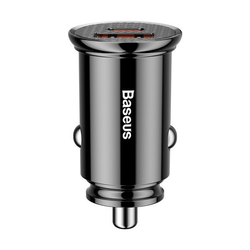 BASEUS Kör alakú műanyag USB-A, USB-C 30W-os autós töltő
