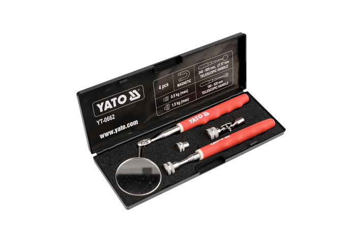YATO YT-0662 vizsgálókészlet, tükör, megfogó, 3 cserélhető hegy