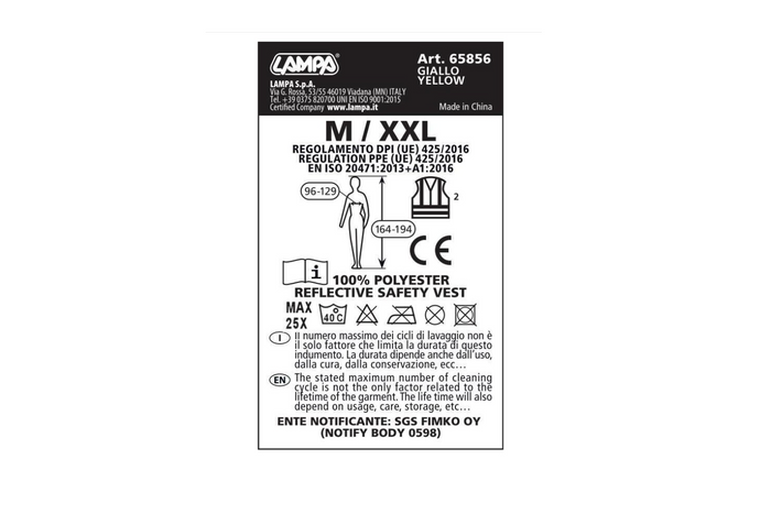 Fényvisszaverő mellény LAMP M-XXL sárga