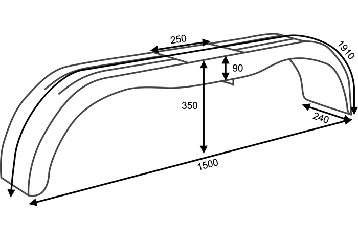 Két darabos tandem sárvédő készlet 13-14"-os DOMAR D20300 lapos kerékívekhez 1500/240 mm