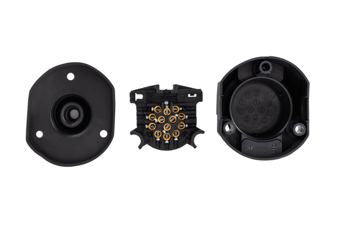 13-tűs UNITRAILER vonóhorog-aljzat gumifedéllel