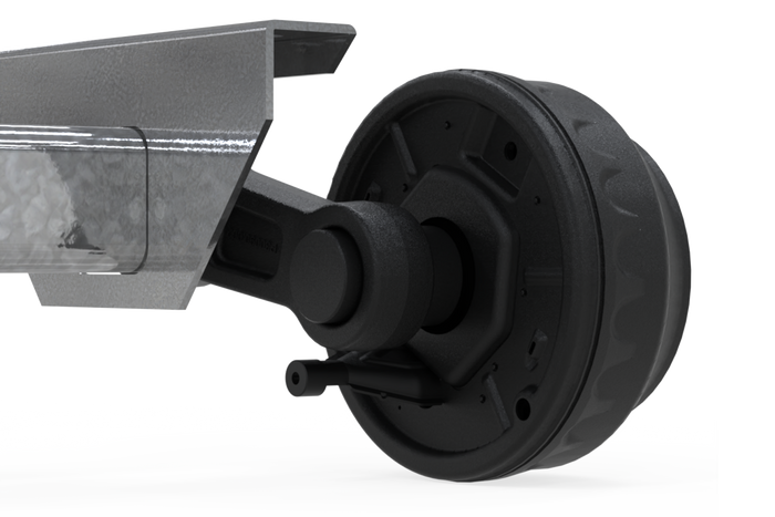 KNOTT VGB15 fékezett tengely pótkocsihoz/szállítóhoz 1500kg 1850mm 2300mm 5x112