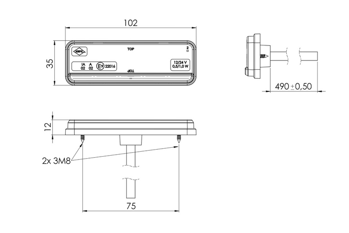 HORPOL LD 2434 LED-es helyzetjelző lámpa, univerzális, fehér, SLIM