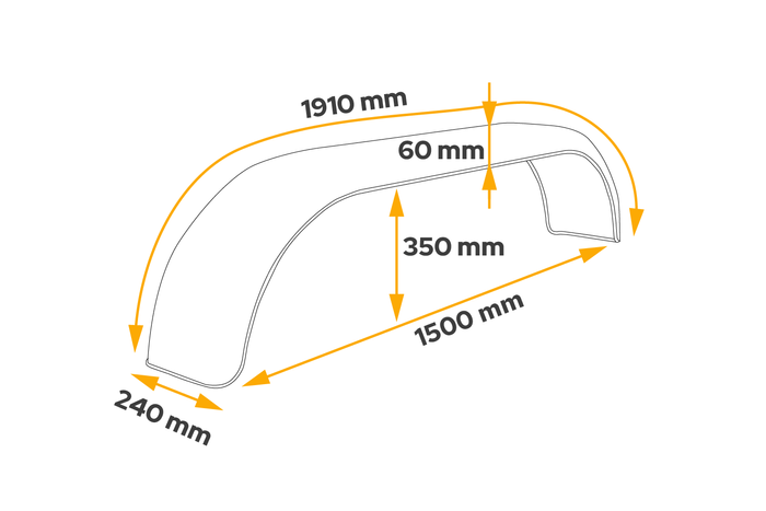 Tandem sárvédő utánfutóhoz 13-14" DOMAR D29300 lapos kerékív 1500/240mm