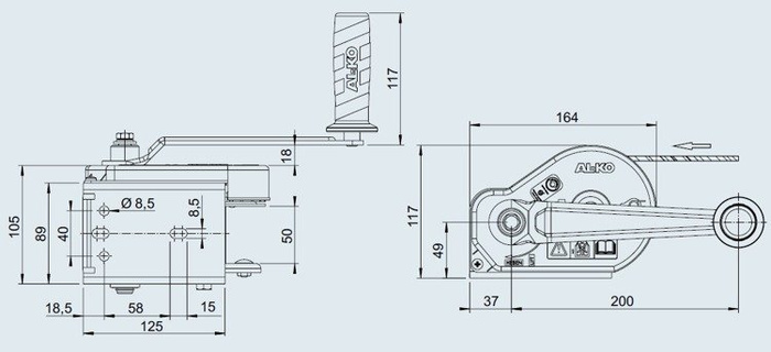 Kézi csörlő AL-KO 350 kg-os pótkocsihoz