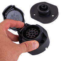 13-tűs UNITRAILER vonóhorog-aljzat gumifedéllel