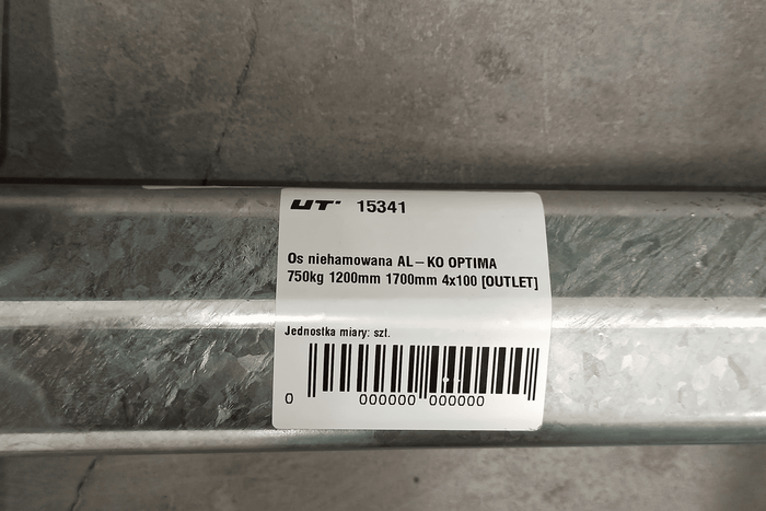 OUTLET AL-KO OPTIMA fékezetlen pótkocsi tengely 750kg 1200mm 1700mm 4x100