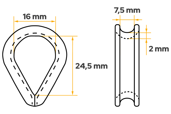 DROMET KU.6 kötélhüvely, acél kagyló, 6 mm