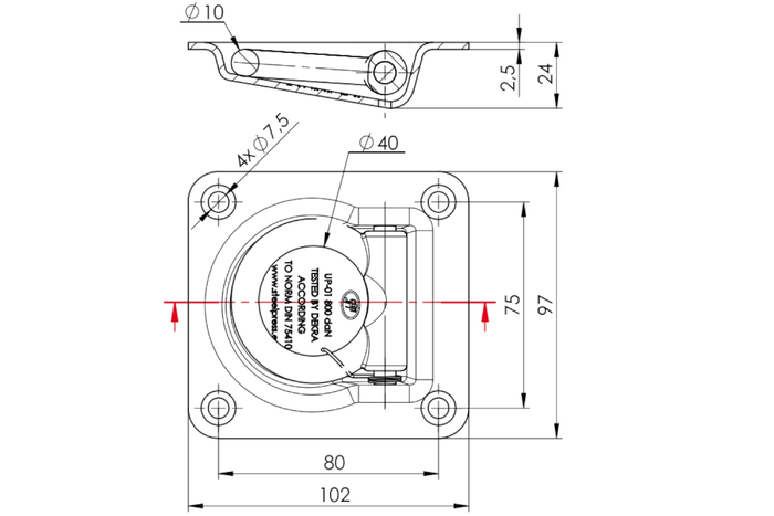 STEELPRESS UP-01 süllyesztett, padlóra szerelhető pótkocsi rakományrögzítő vonóhorog