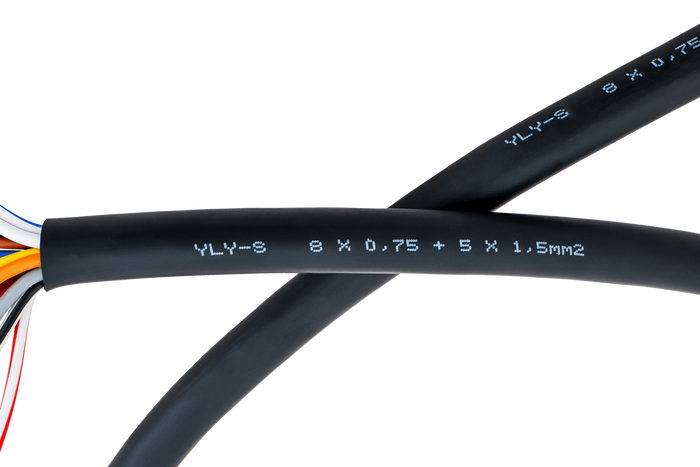 HYBSZ YLY-S elektromos kábel 8x0,75+5x1,5 tizenhárom eres - 1m