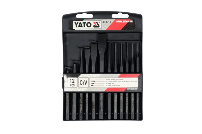 YATO YT-4714 véső és lyukasztó készlet, 12 darabos.