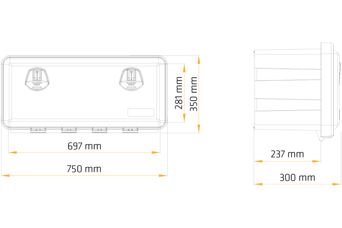 DAKEN 81105 JUST szerszámosláda 750x350x300mm 48l rögzítőkonzolokkal