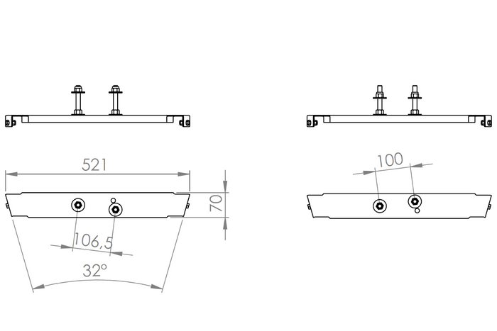 Konzol pótkerék rögzítéséhez UNITRAILER pótkocsi vonórúdjára