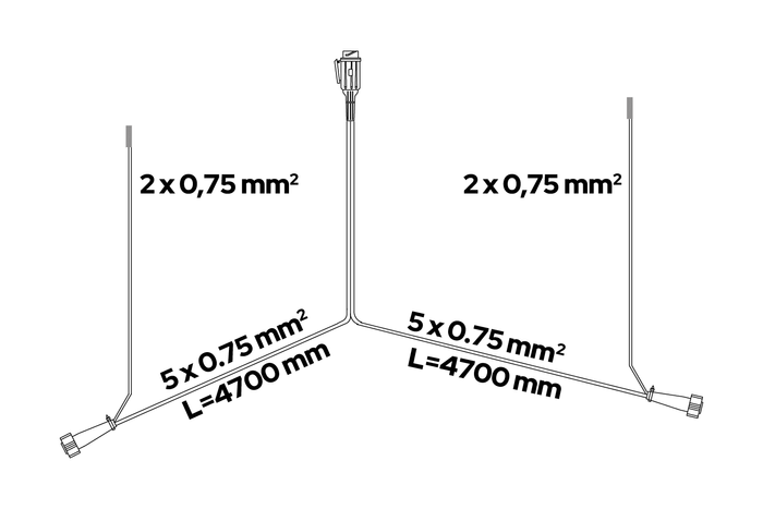 ASPÖCK elektromos szerelés, utánfutó kábelköteg, 7 m, 13/8 tűs csatlakozó, 2x 5 tűs bajonettzár