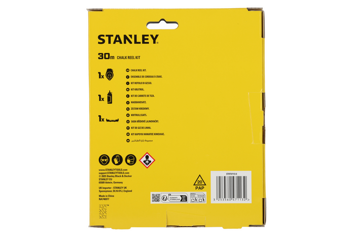 STANLEY STHT47113-0 jelölőkészlet, zsinór + kréta + vízmérték