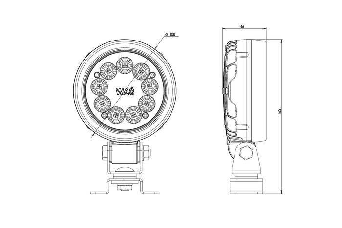 LED munkalámpa reflektor WAŚ W163 2000 1216 36xLED 2000lm