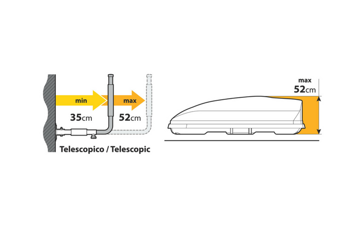 LAMPA 1. típusú tetőboxok fali konzoljai, oldalsó tartó 35-52cm