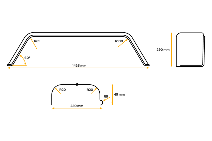 Tandem sárvédő utánfutóhoz 13" CHORUS kerékív 1435/230mm