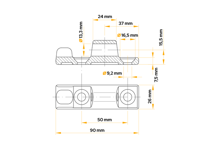 WINTERHOFF BSCH 40-1 pótkocsi oldalsó zsanér pótkocsi oldalra szereléshez