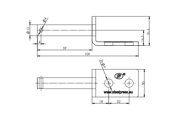 STEELPRESS UZ-01B pótkocsi oldali zsanértartó pótkocsi oldali szereléshez